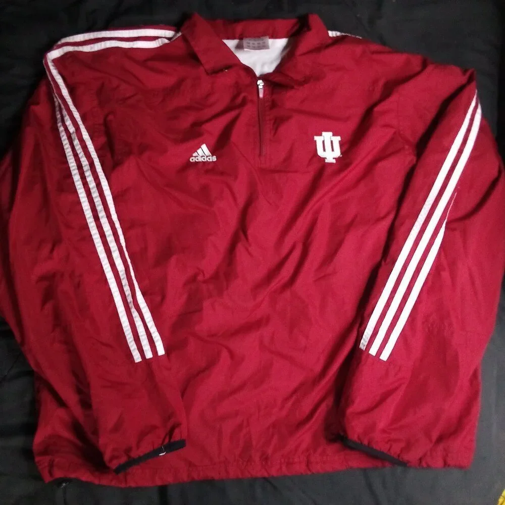 Vintage Adidas 3 Stripe Indiana University Hoosiers Pullover Windbreaker Jacket